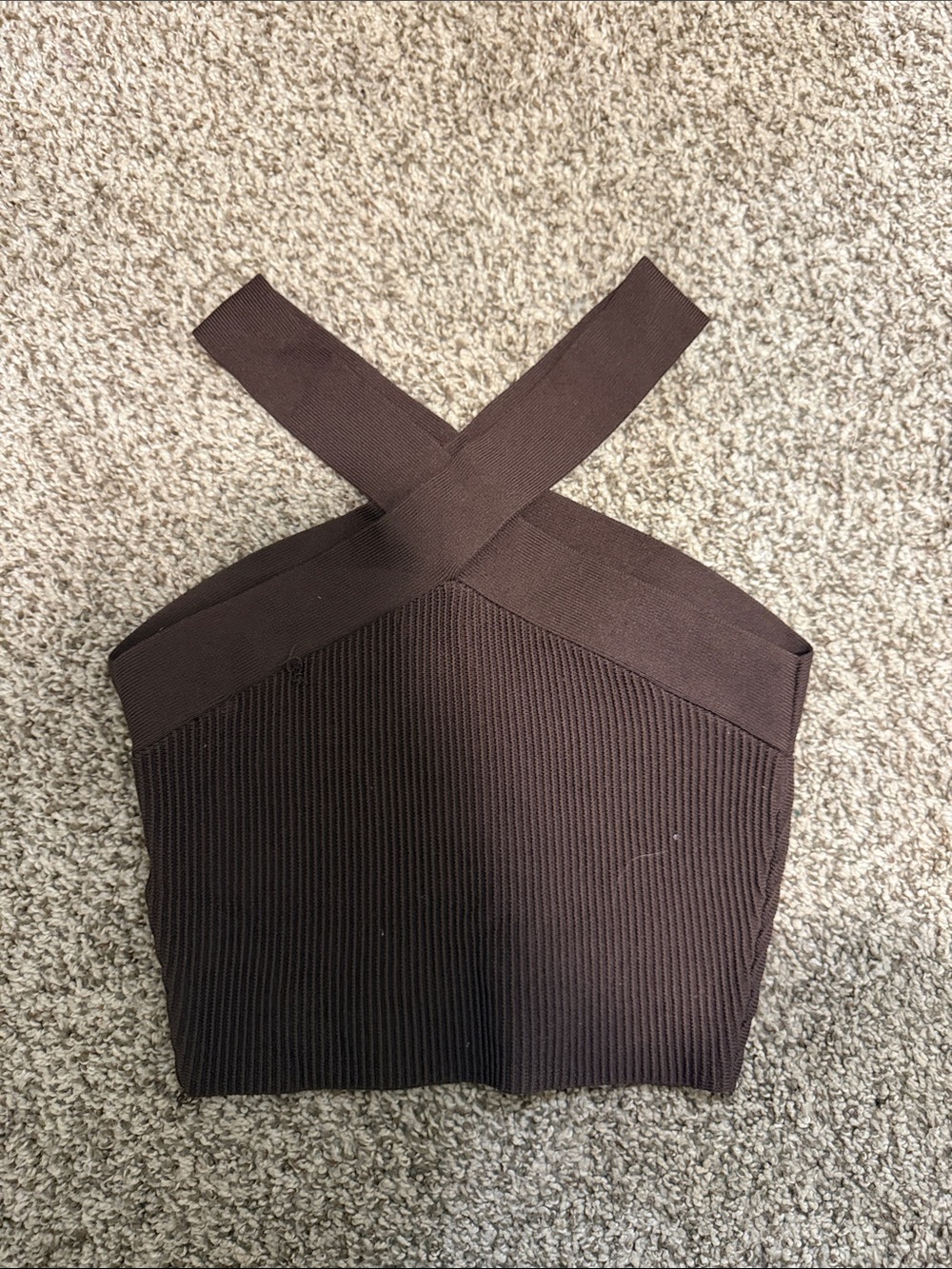 Aritzia Cross Neck Chocolate Brown Top